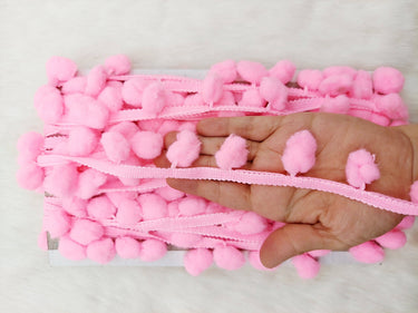 9 yards x Wholesale Pink Pom Pom Fringe Trim, Pompom Trimming, Tassels